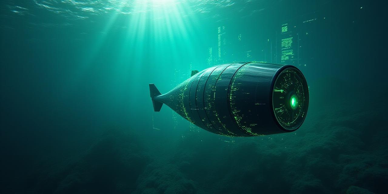 Deep sea underwater environment with data overlays