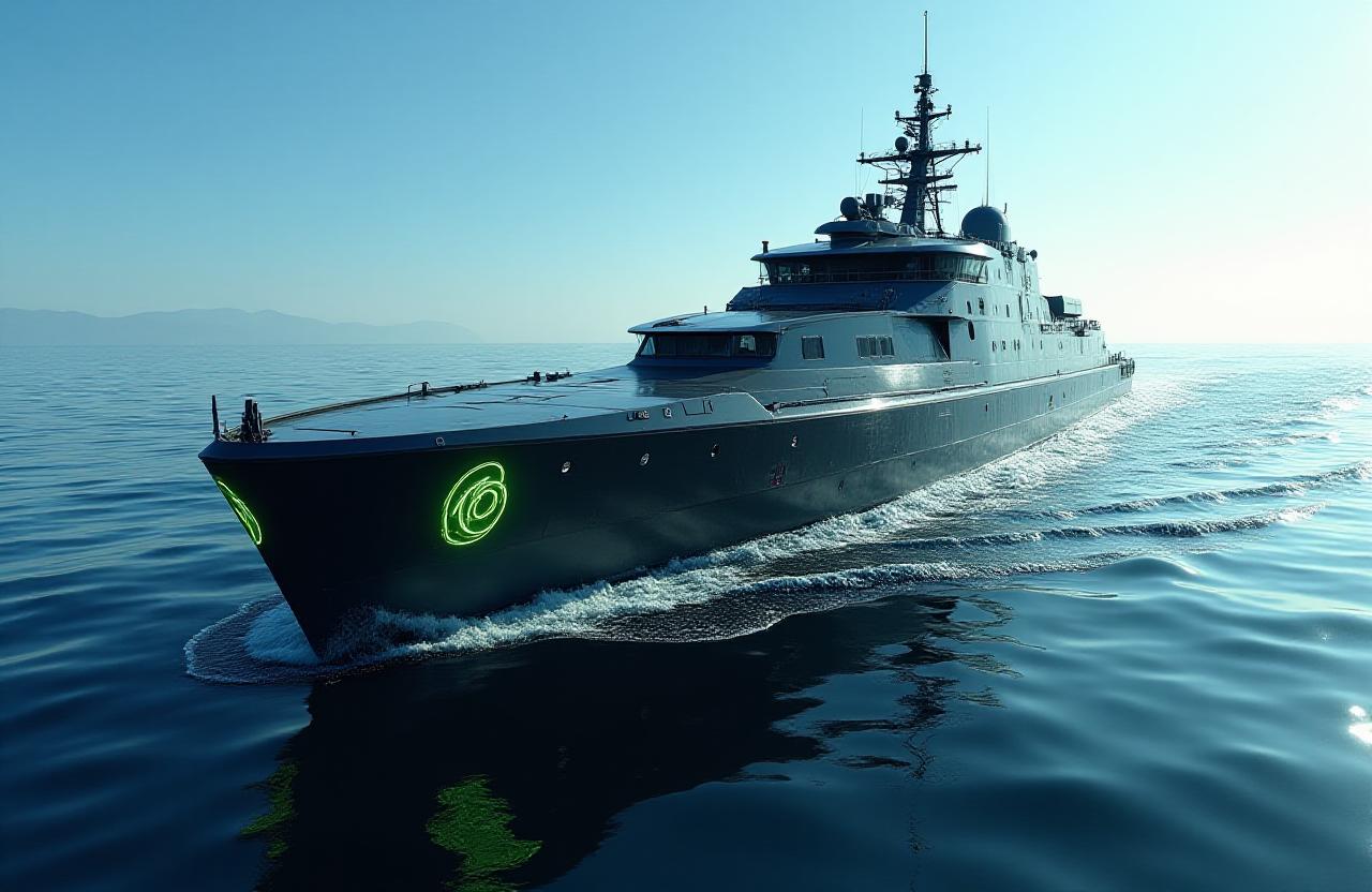 Advanced autonomous naval vessel at sea